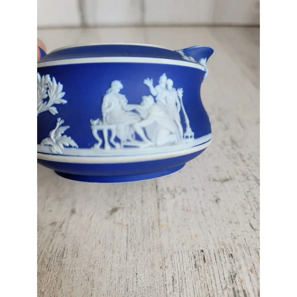 Wedgwood coffee creamer cup Jasperware blue colored Olympian Victorian vintage‎